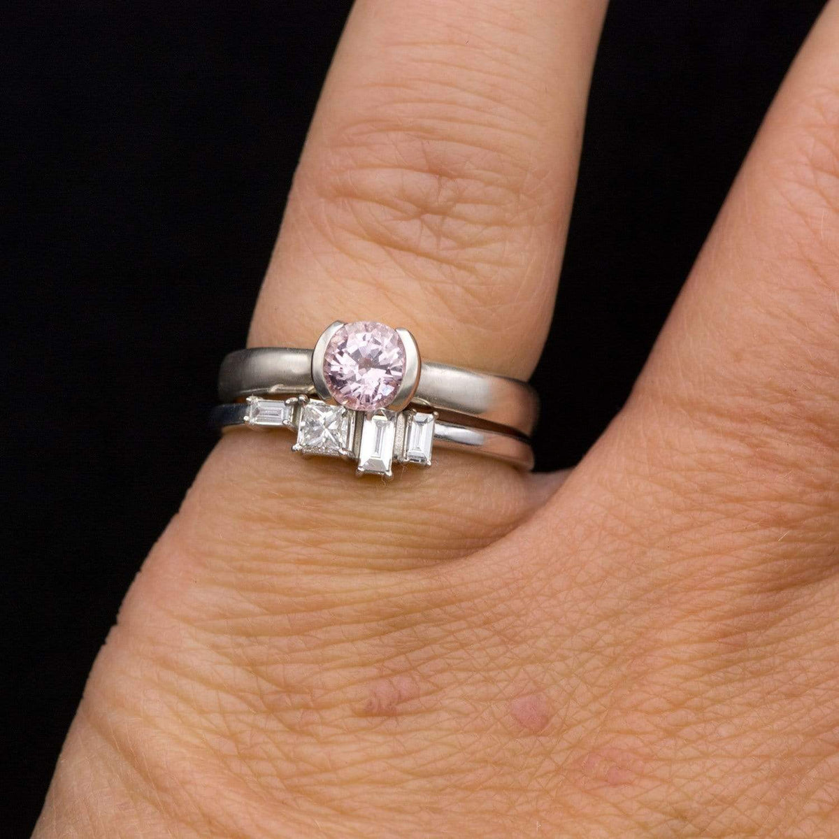 Georgia Ring - Geometric Cluster Baguette & Princess Cut Diamond, Ruby, Alexandrite or Sapphire Stacking Ring Ring by Nodeform