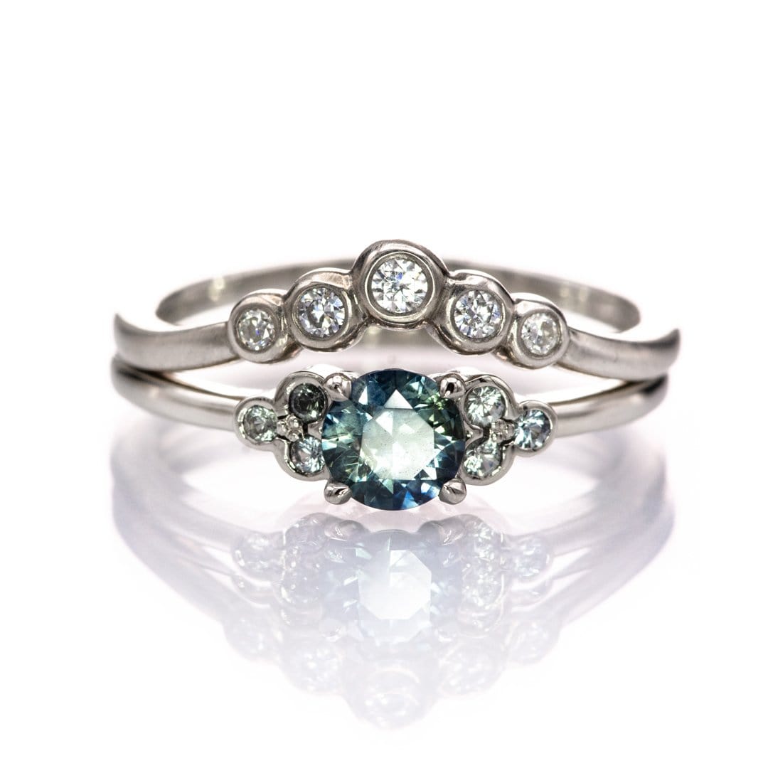 Velda - Graduated Diamond, Moissanite or Sapphire Curved Contoured Stacking Wedding Ring Ring by Nodeform