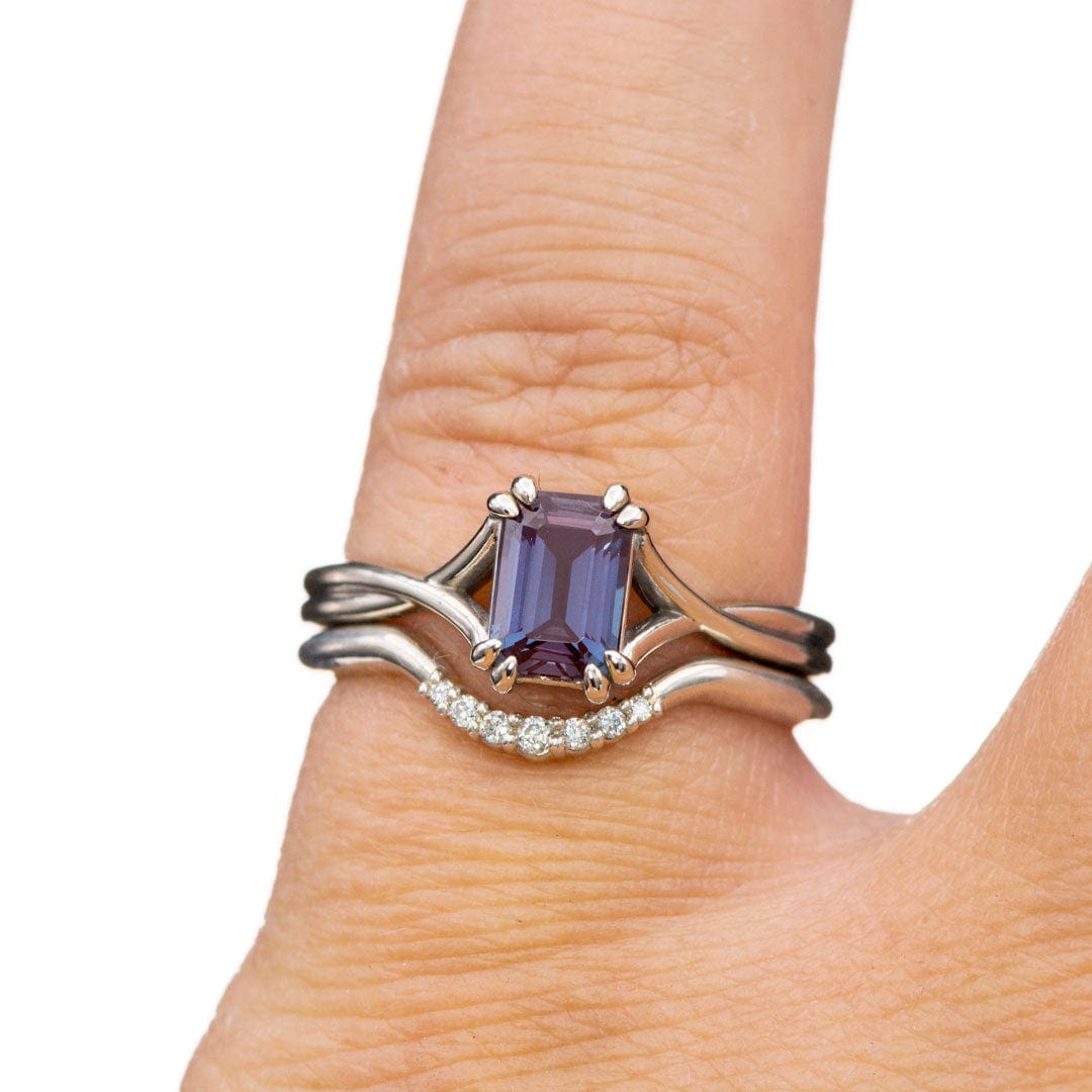 Celine Band - C-Shape Contoured Accented Diamond, or Sapphire Shadow Wedding Ring Ring by Nodeform