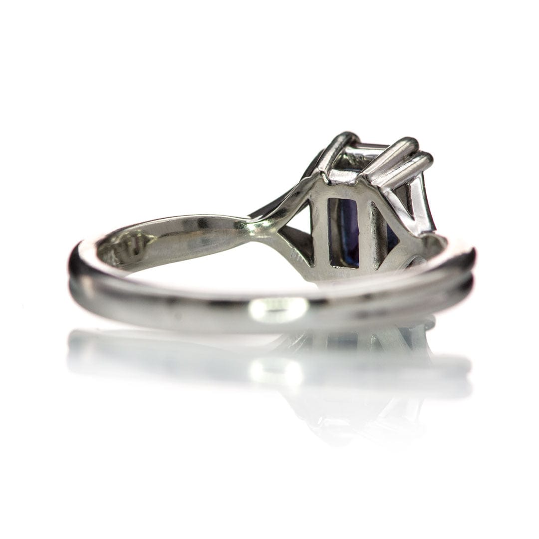Emerald Cut Alexandrite Ivy Ring - 10k White Gold Double Prong Set Split Shank Solitaire Engagement Ring, Ready to Ship Ring Ready To Ship by Nodeform