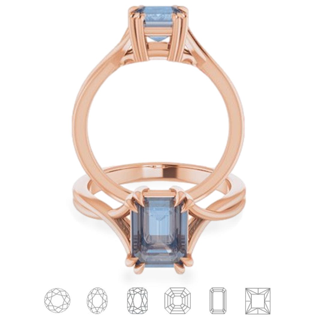 Ivy Ring - Double Prong Set Split Shank Solitaire Engagement Ring - Setting only 14k Rose Gold Ring Setting by Nodeform