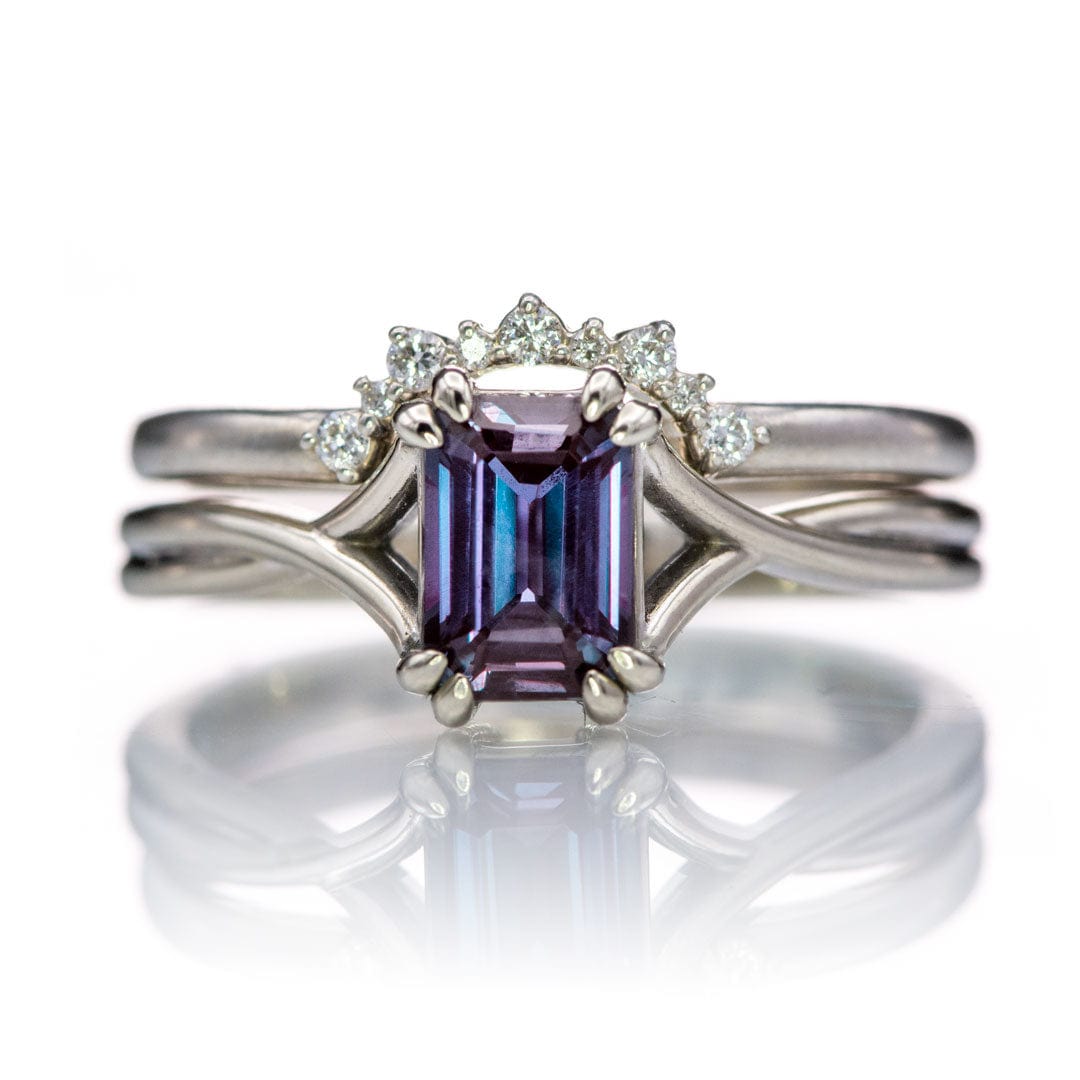 Casey Band - C-Shape Contoured Accented Diamond, or Sapphire Shadow Wedding Ring Ring by Nodeform