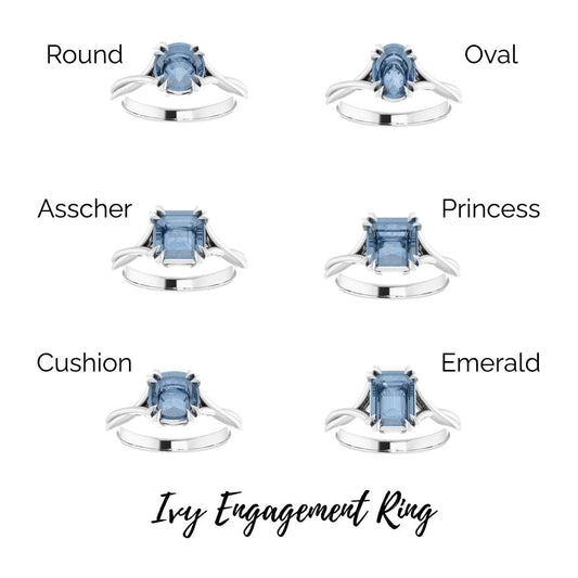 Ivy Ring - Double Prong Set Split Shank Solitaire Engagement Ring - Setting only Ring Setting by Nodeform