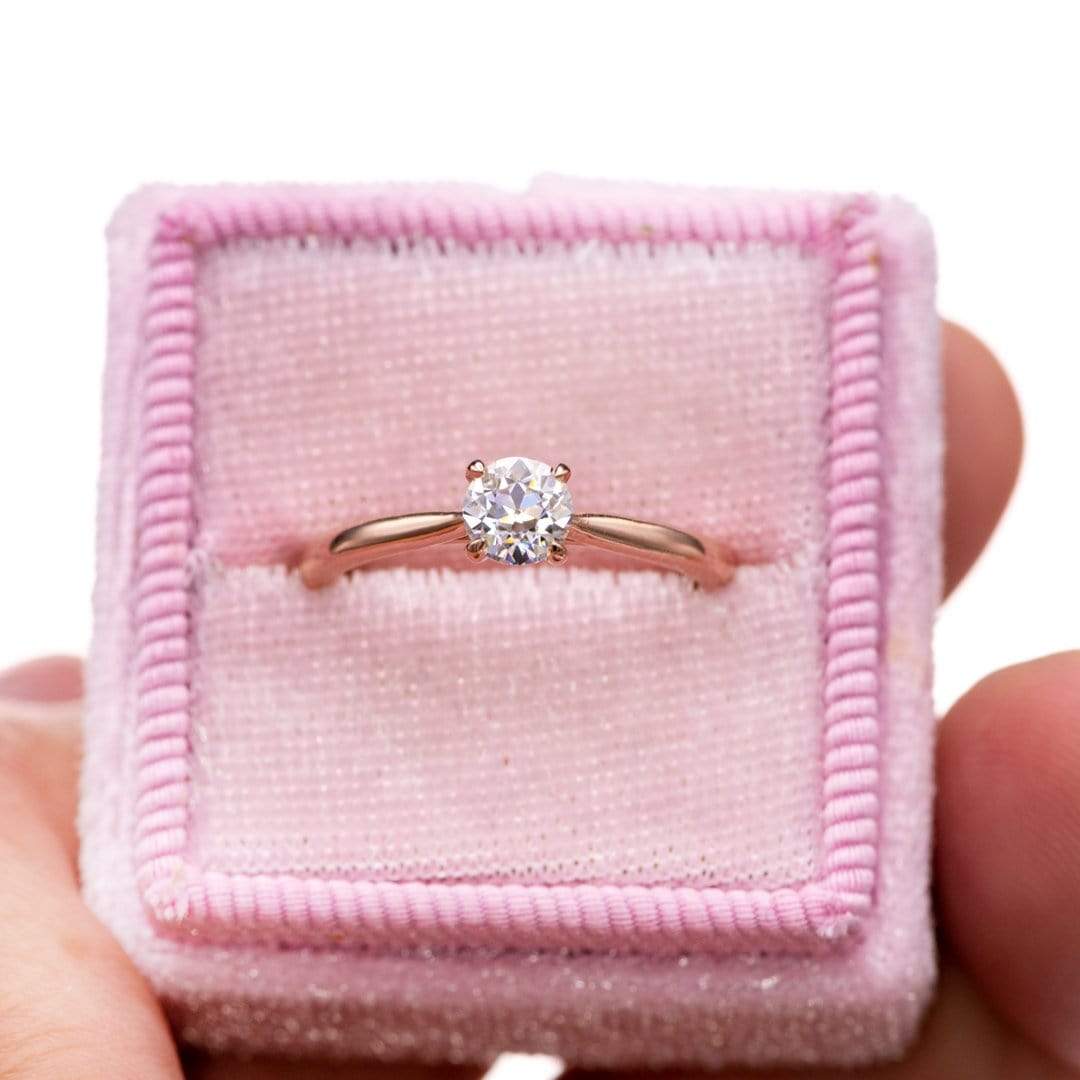 Old European Cut Moissanite 14k Rose Gold Julia Solitaire Engagement Ring, size 4 to 9 OEC Sonia Ring Ring Ready To Ship by Nodeform