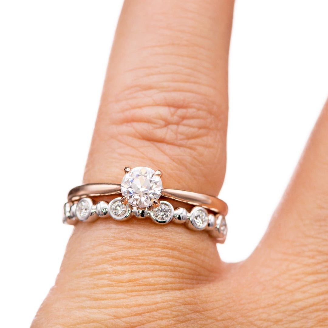 Old European Cut Moissanite 14k Rose Gold Julia Solitaire Engagement Ring, size 4 to 9 Ring Ready To Ship by Nodeform