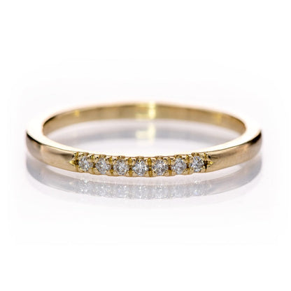 Louise Anniversary Band - French Set Moissanite or Diamond Pave Ring Stacking Wedding Band 7 Moissanites (~0.2ct total) / 14K Yellow Gold Ring by Nodeform