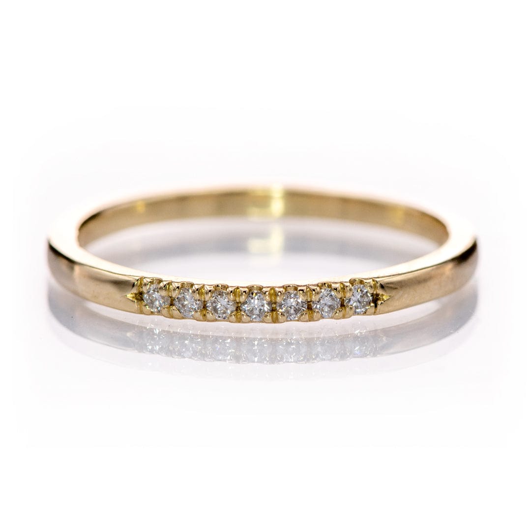 Louise Anniversary Band - French Set Moissanite or Diamond Pave Ring Stacking Wedding Band 7 Moissanites (~0.2ct total) / 14K Yellow Gold Ring by Nodeform