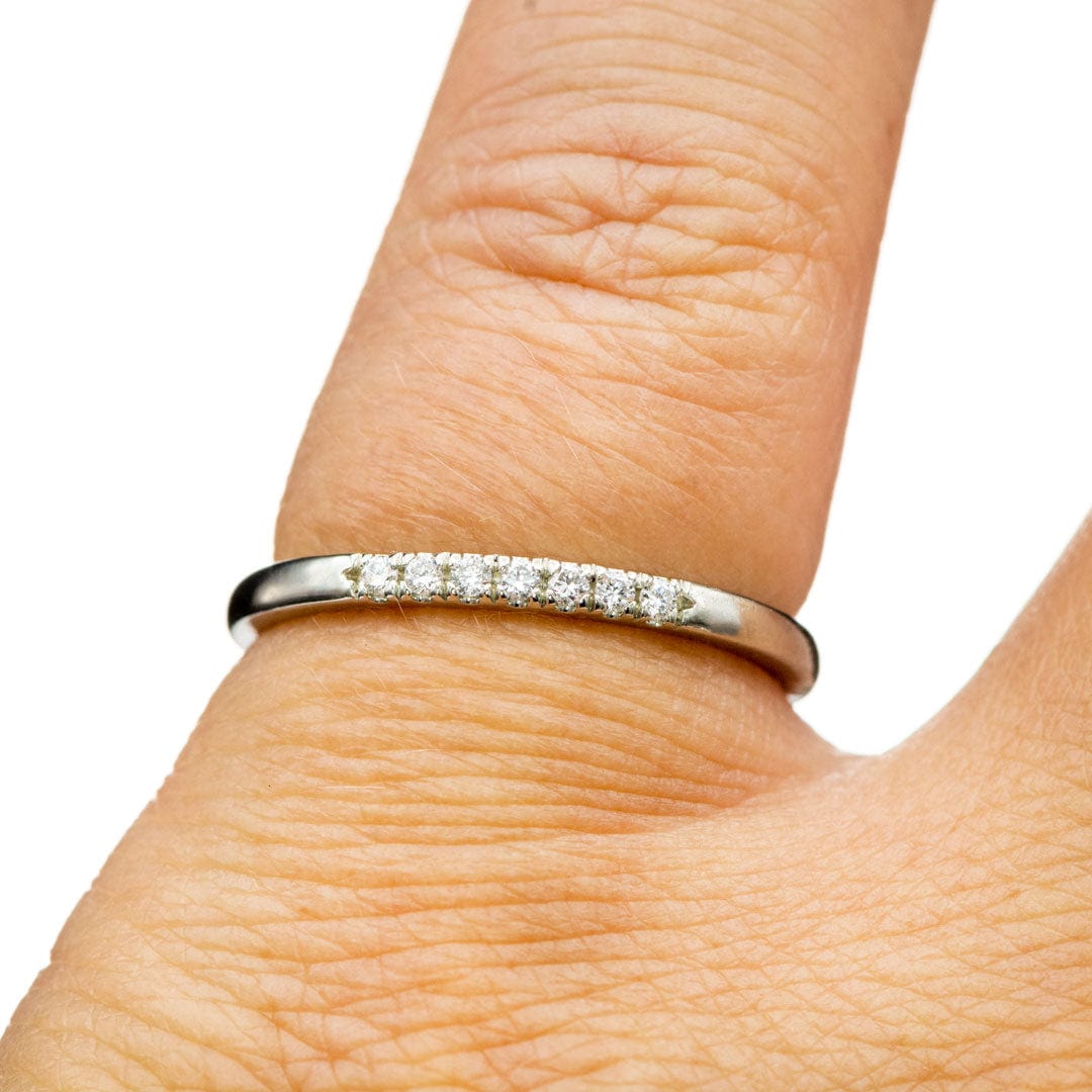Louise Anniversary Band - French Set Moissanite or Diamond Pave Ring Stacking Wedding Band Ring by Nodeform