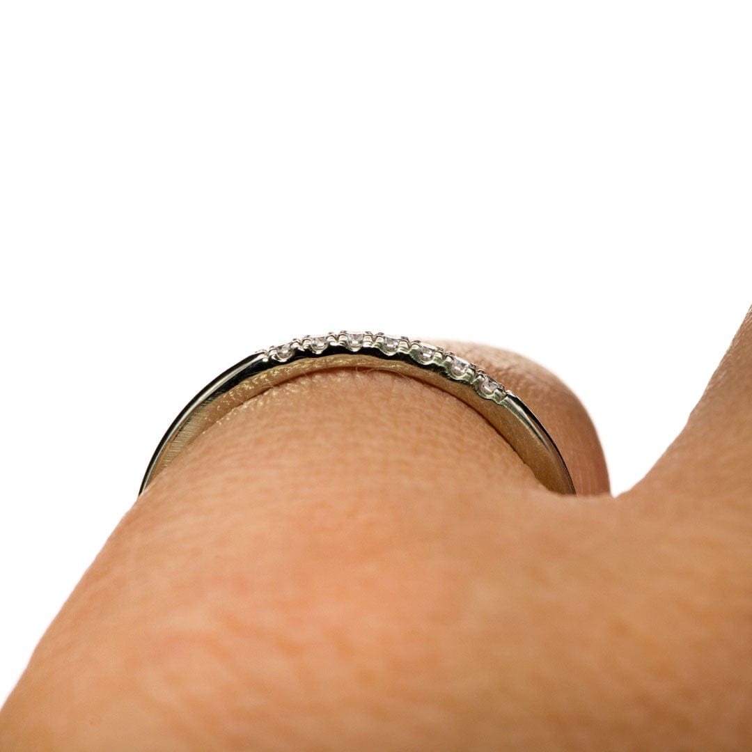 Louise Anniversary Band - French Set Moissanite or Diamond Pave Ring Stacking Wedding Band Ring by Nodeform