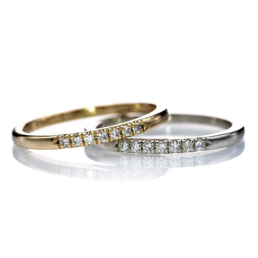 Louise Anniversary Band - French Set Moissanite or Diamond Pave Ring Stacking Wedding Band Ring by Nodeform