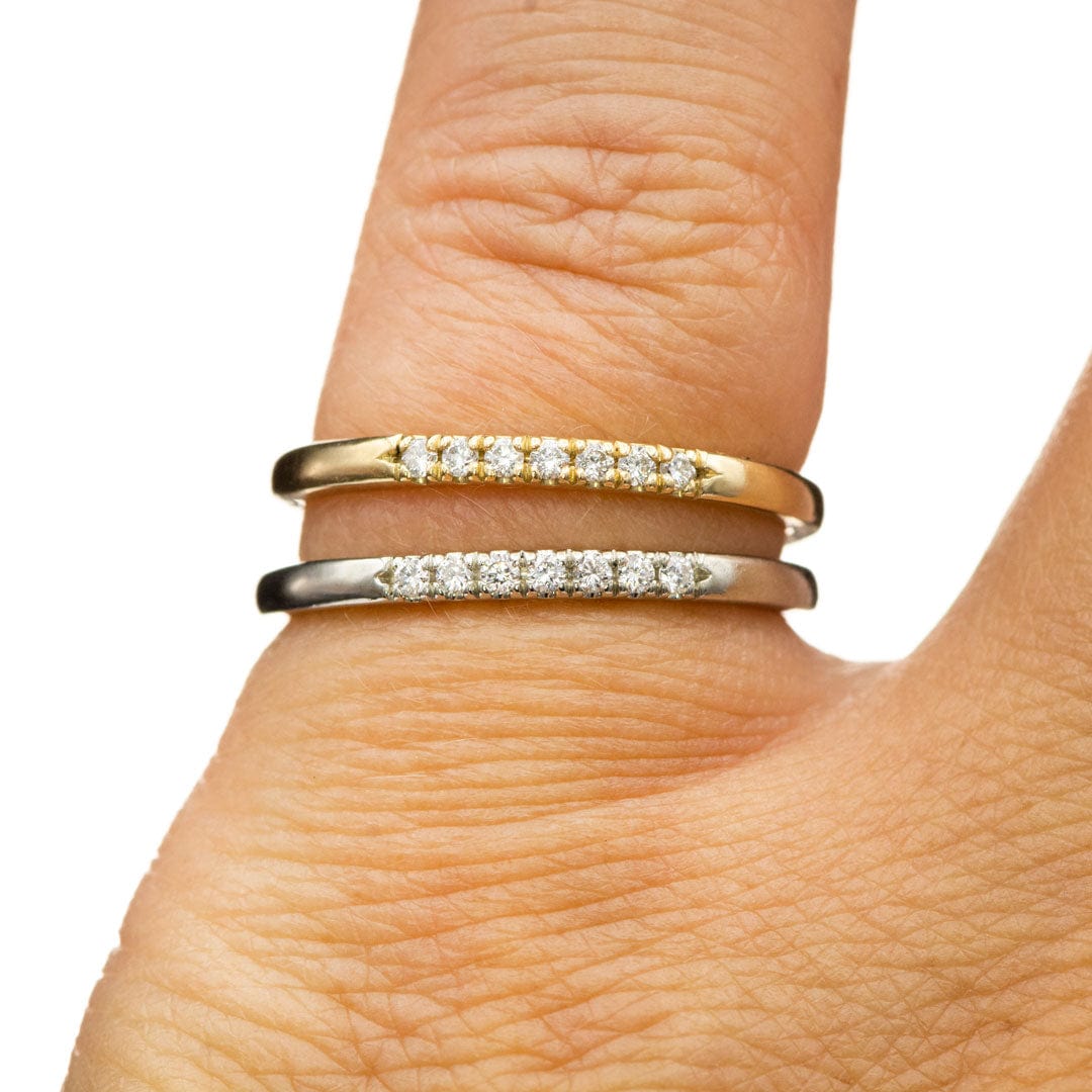 Louise Anniversary Band - French Set Moissanite or Diamond Pave Ring Stacking Wedding Band Ring by Nodeform