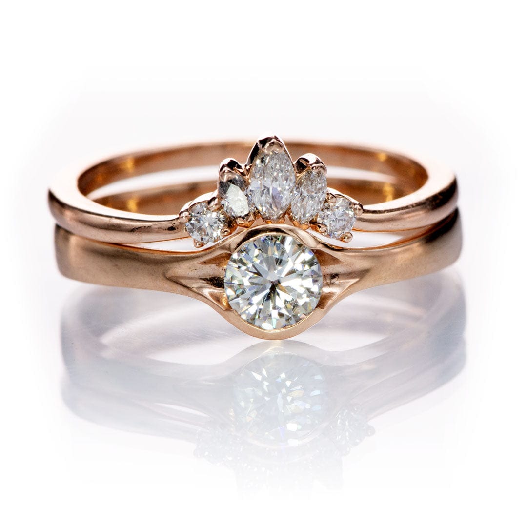 Macie Band- Marquise Diamond, Moissanite or White Sapphire Curved Contoured Stacking Wedding Ring Ring by Nodeform