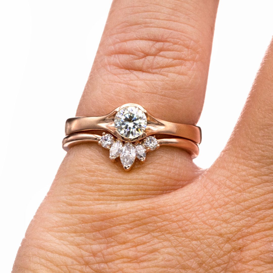 Macie Band- Marquise Diamond, Moissanite or White Sapphire Curved Contoured Stacking Wedding Ring Ring by Nodeform
