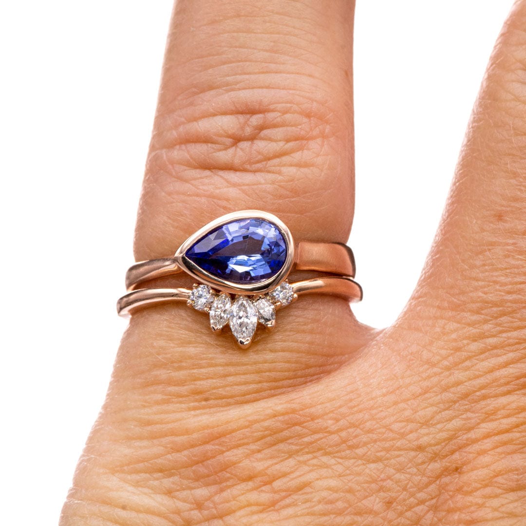 Macie Band- Marquise Diamond, Moissanite or White Sapphire Curved Contoured Stacking Wedding Ring Ring by Nodeform