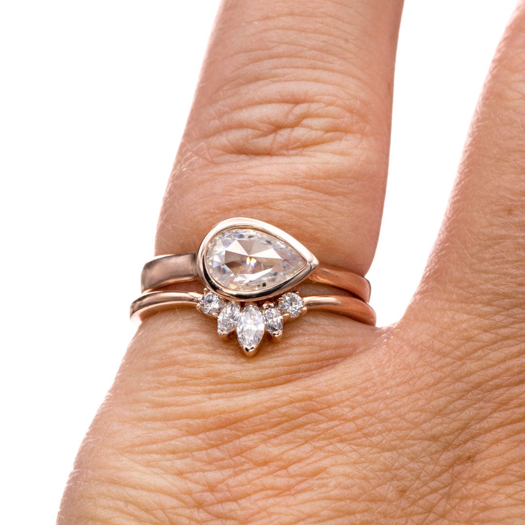 Macie Band- Marquise Diamond, Moissanite or White Sapphire Curved Contoured Stacking Wedding Ring Ring by Nodeform