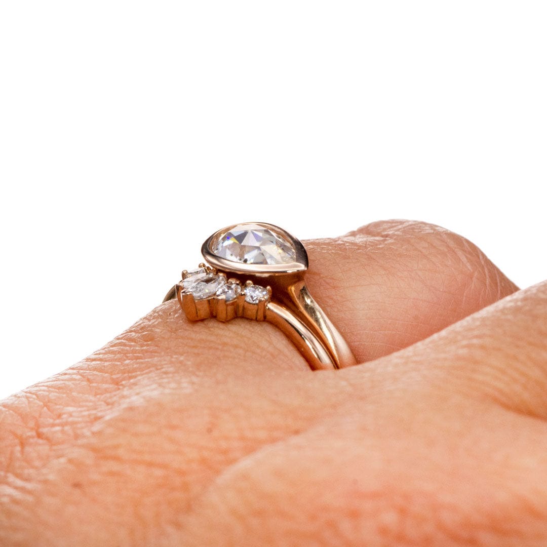 Macie Band- Marquise Diamond, Moissanite or White Sapphire Curved Contoured Stacking Wedding Ring Ring by Nodeform