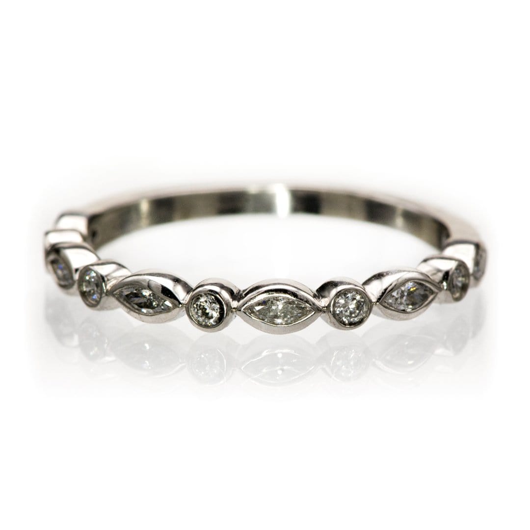 Maggie Band, 1/4CTW Diamond or Sapphire Bezel Set Marquise Stacking Half Eternity Anniversary Ring Ring by Nodeform