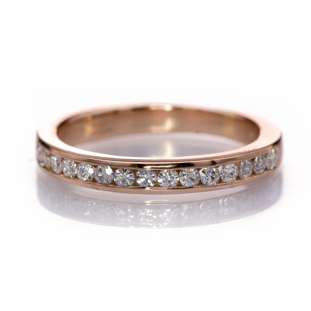 Moissanite Channel Set Anniversary Wedding Band Half Eternity: 17 Moissanites/0.33CTW / 14k Rose Gold Ring by Nodeform