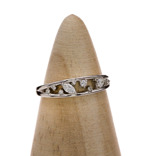 Nancy Ring- Diamond Cluster Stacking Wedding or Anniversary Ring Ring by Nodeform