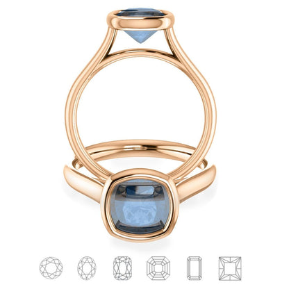 Olivia Bezel Set Solitaire Cathedral Engagement Ring - Setting only 14k Rose Gold Ring Setting by Nodeform