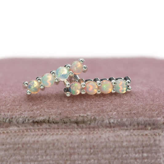 Opal Bar Studs Gold or Platinum Earrings Earrings by Nodeform