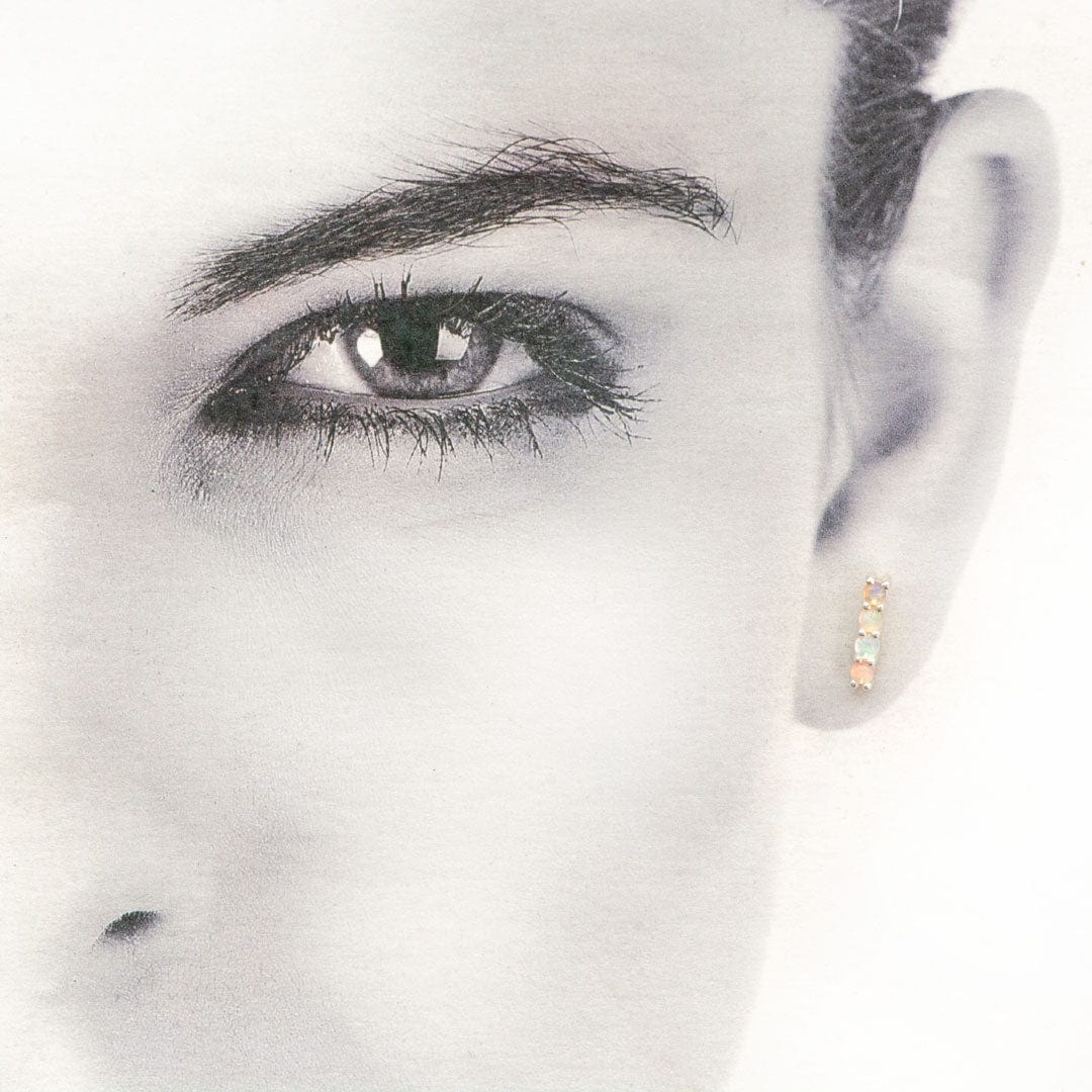 Opal Bar Studs Gold or Platinum Earrings Earrings by Nodeform