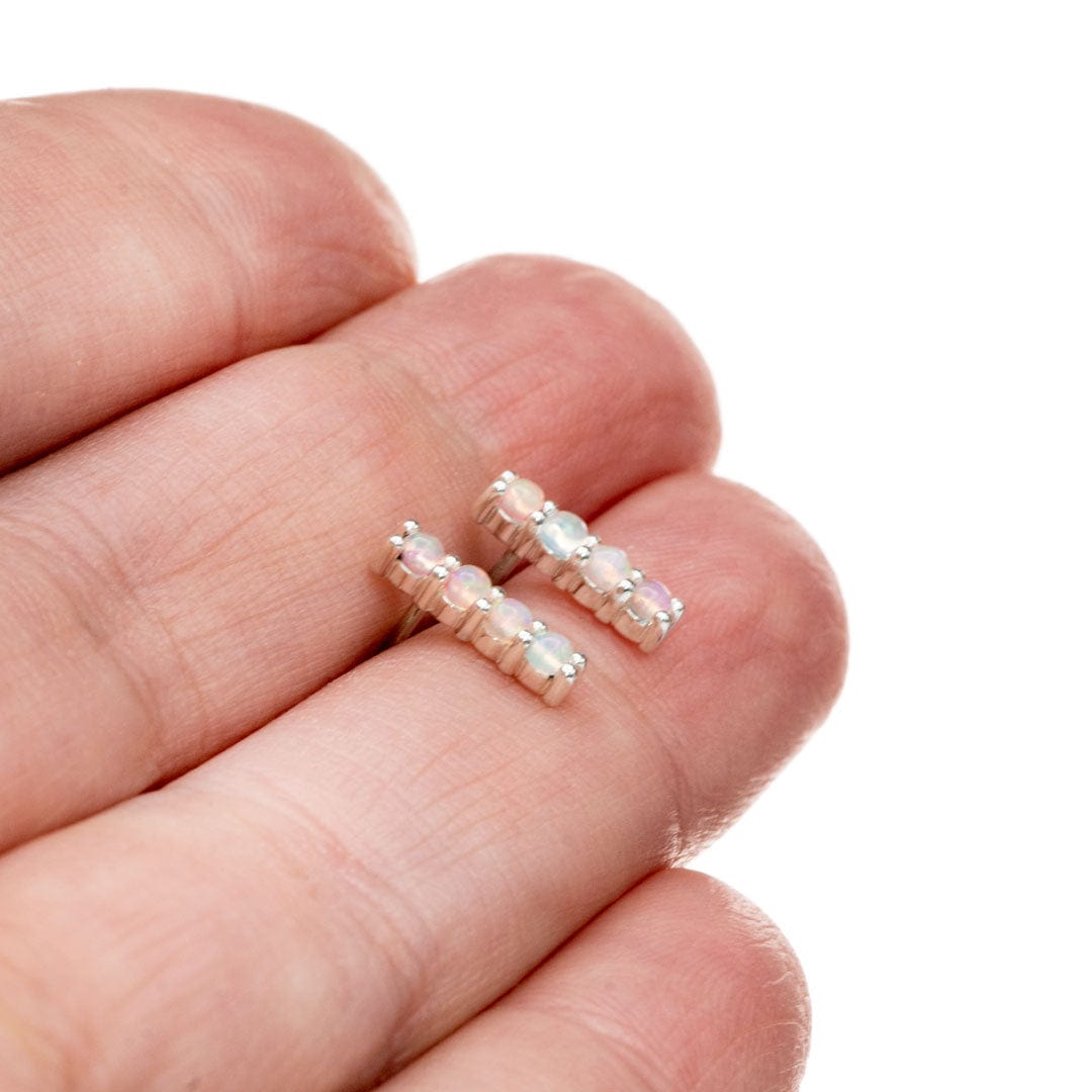 Opal Bar Studs Gold or Platinum Earrings Earrings by Nodeform