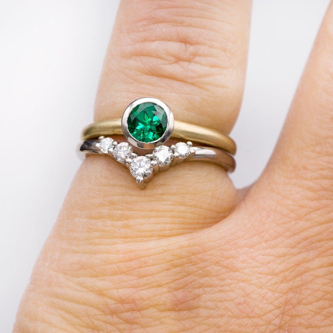 Phoebe Band -Graduated Diamond or Sapphire V-Shape Contoured Stacking Wedding Ring Ring by Nodeform