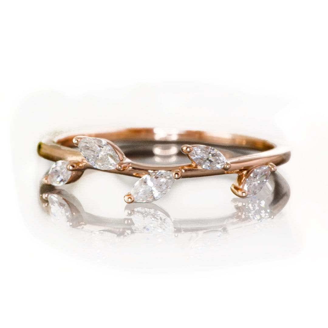 Phyliss Band - Delicate Leaf Ring 1/3CTW Diamond , Ruby or Sapphire Stacking Anniversary Ring Ring by Nodeform