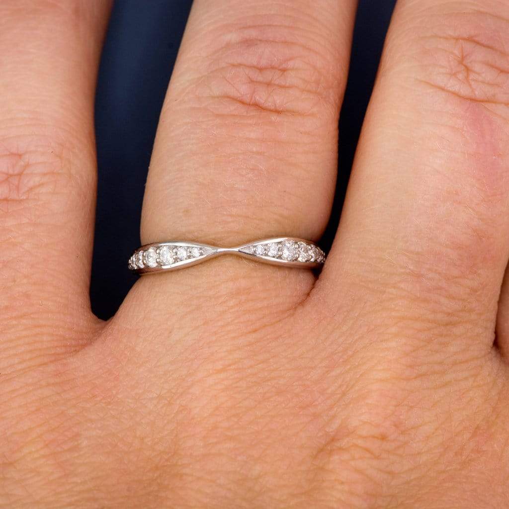 Pippa Band - Pinched Contoured Wedding Ring Graduated Diamond, Moissanite, Ruby or Sapphire Ring by Nodeform