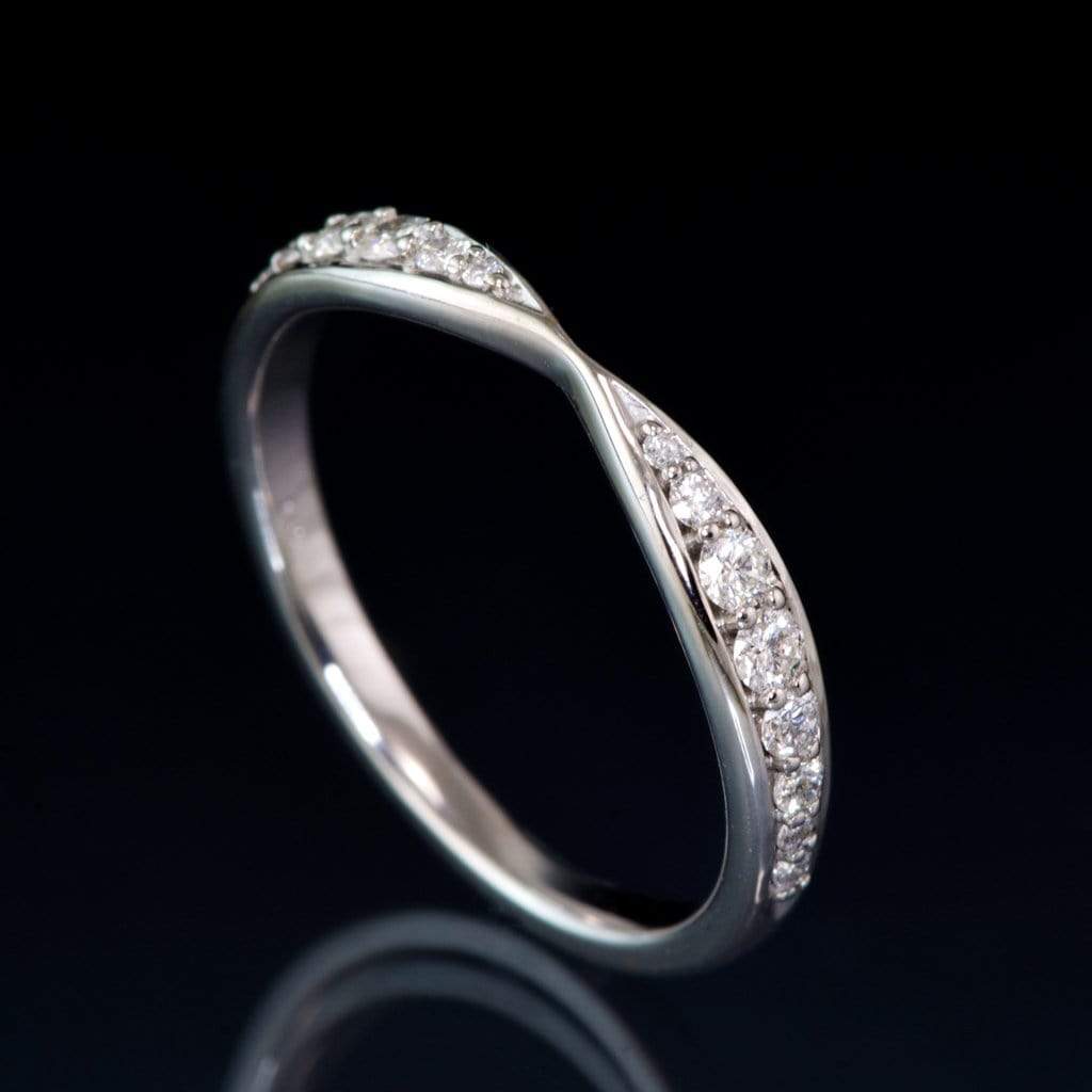 Pippa Band - Pinched Contoured Wedding Ring Graduated Diamond, Moissanite, Ruby or Sapphire Ring by Nodeform