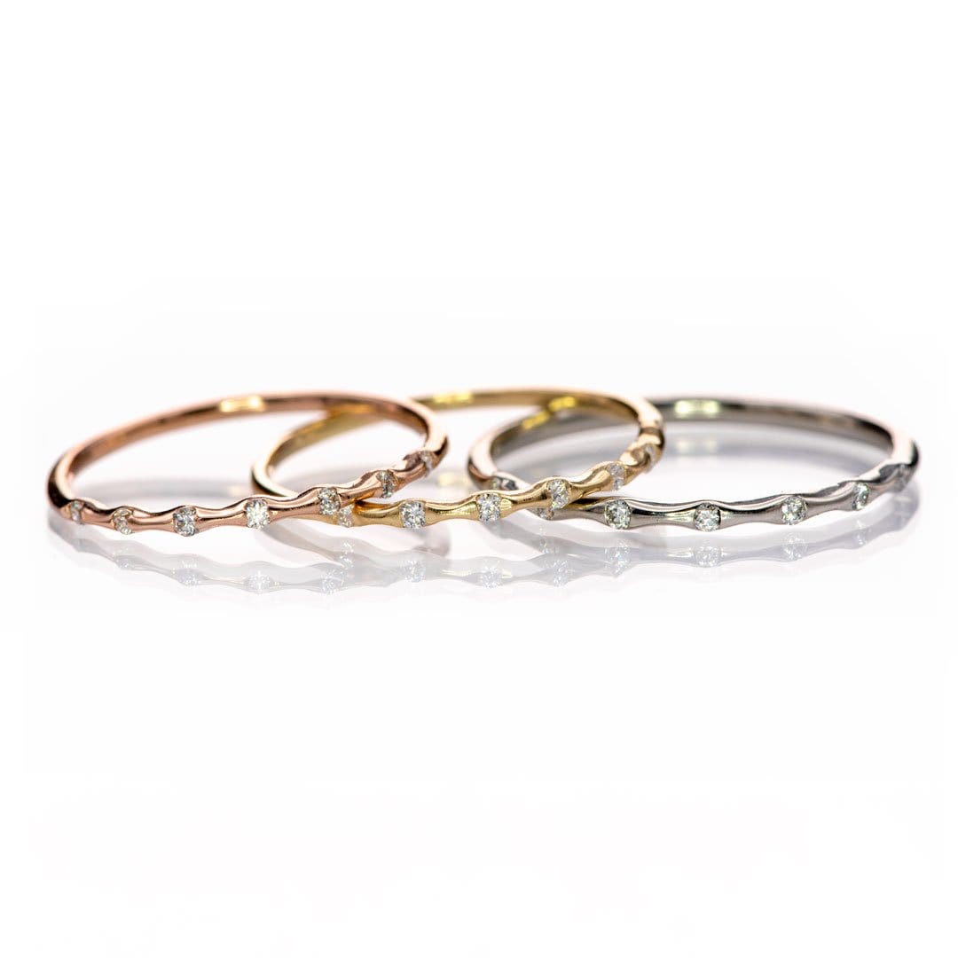Sadie Band - Skinny Anniversary Band, Bar Set Diamond Half Eternity Stacking Wedding Ring Ring by Nodeform