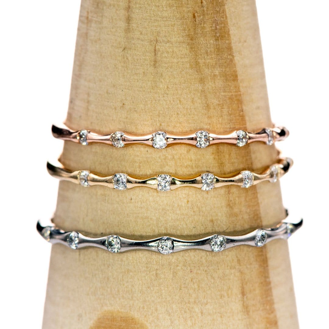 Sadie Band - Skinny Anniversary Band, Bar Set Diamond Half Eternity Stacking Wedding Ring Ring by Nodeform