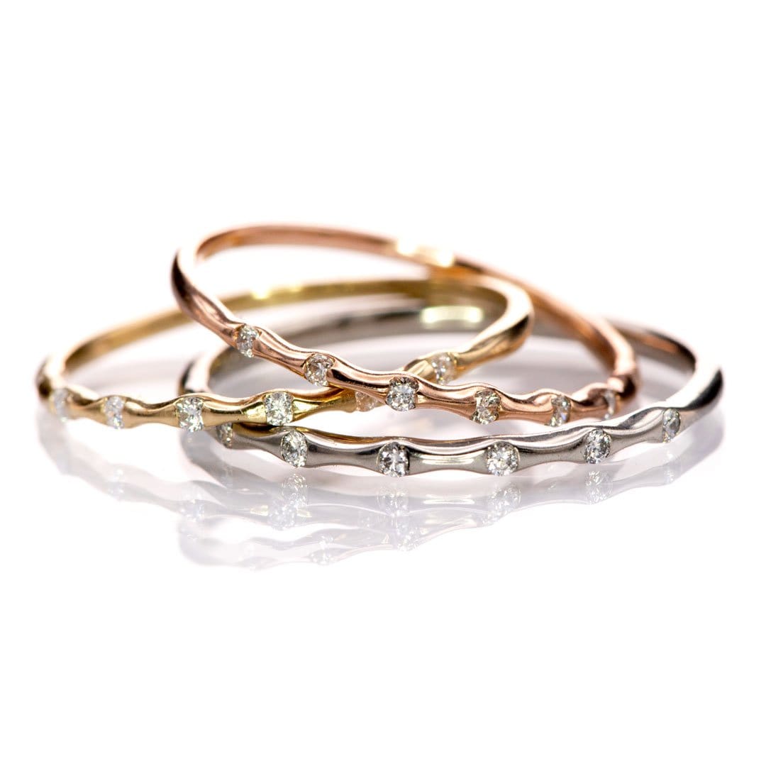 Sadie Band - Skinny Anniversary Band, Bar Set Diamond Half Eternity Stacking Wedding Ring Ring by Nodeform