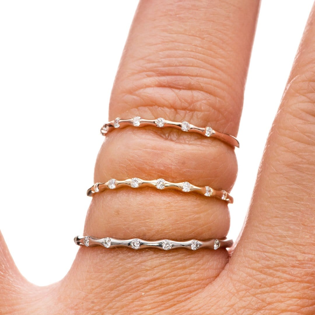 Sadie Band - Skinny Anniversary Band, Bar Set Diamond Half Eternity Stacking Wedding Ring Ring by Nodeform