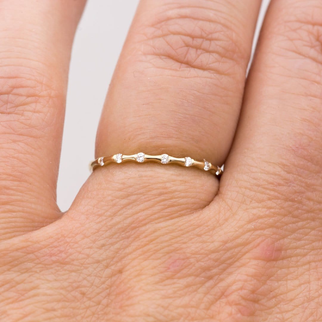 Sadie Band - Skinny Anniversary Band, Bar Set Diamond Half Eternity Stacking Wedding Ring Ring by Nodeform