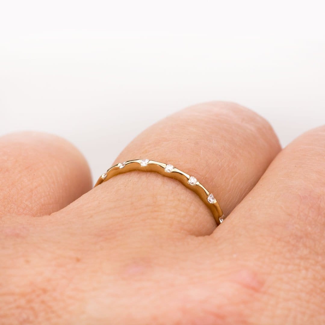 Sadie Band - Skinny Anniversary Band, Bar Set Diamond Half Eternity Stacking Wedding Ring Ring by Nodeform