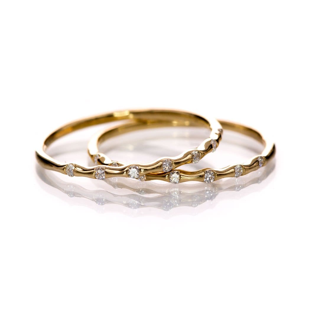 Sadie Band - Skinny Anniversary Band, Bar Set Diamond Half Eternity Stacking Wedding Ring Ring by Nodeform