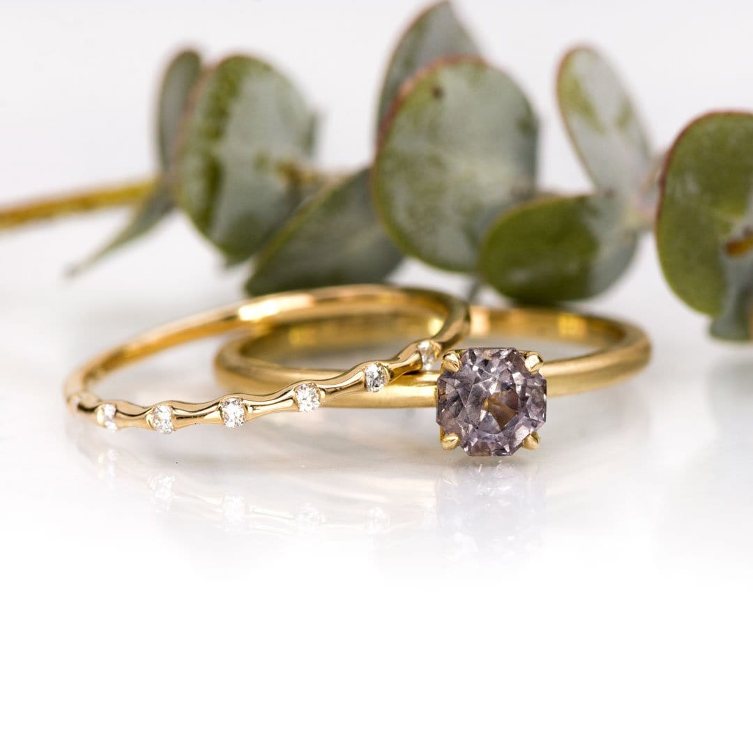 Sadie Band - Skinny Anniversary Band, Bar Set Diamond Half Eternity Stacking Wedding Ring Ring by Nodeform