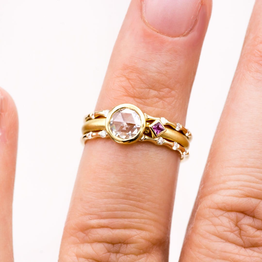 Sadie Band - Skinny Anniversary Band, Bar Set Diamond Half Eternity Stacking Wedding Ring Ring by Nodeform