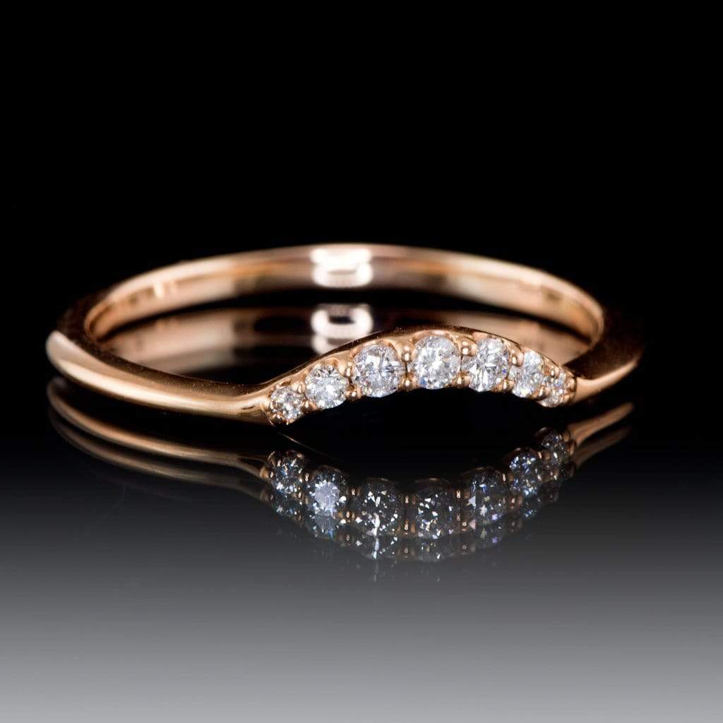Selene - Graduated Diamond, Moissanite or Sapphire Curved Contoured Stacking Wedding Ring Ring by Nodeform