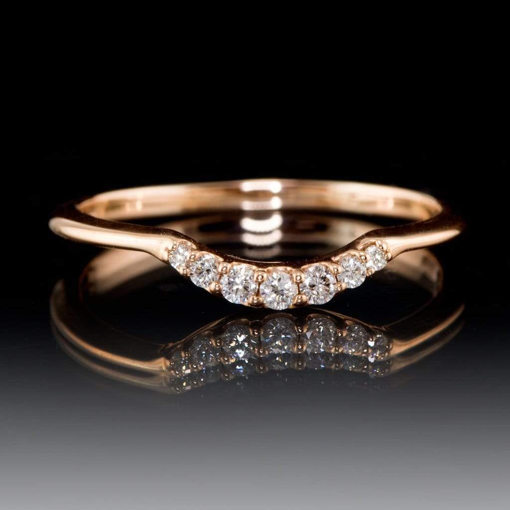 Selene - Graduated Diamond, Moissanite or Sapphire Curved Contoured Stacking Wedding Ring Ring by Nodeform