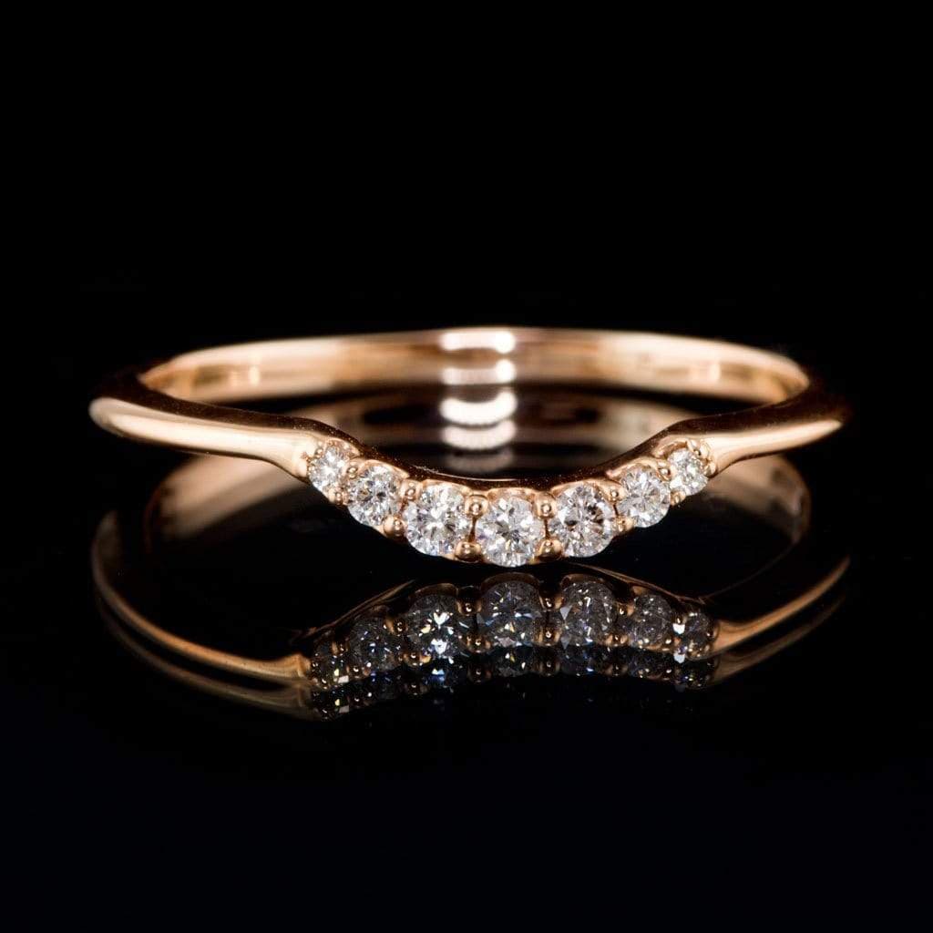 Selene - Graduated Diamond, Moissanite or Sapphire Curved Contoured Stacking Wedding Ring Ring by Nodeform