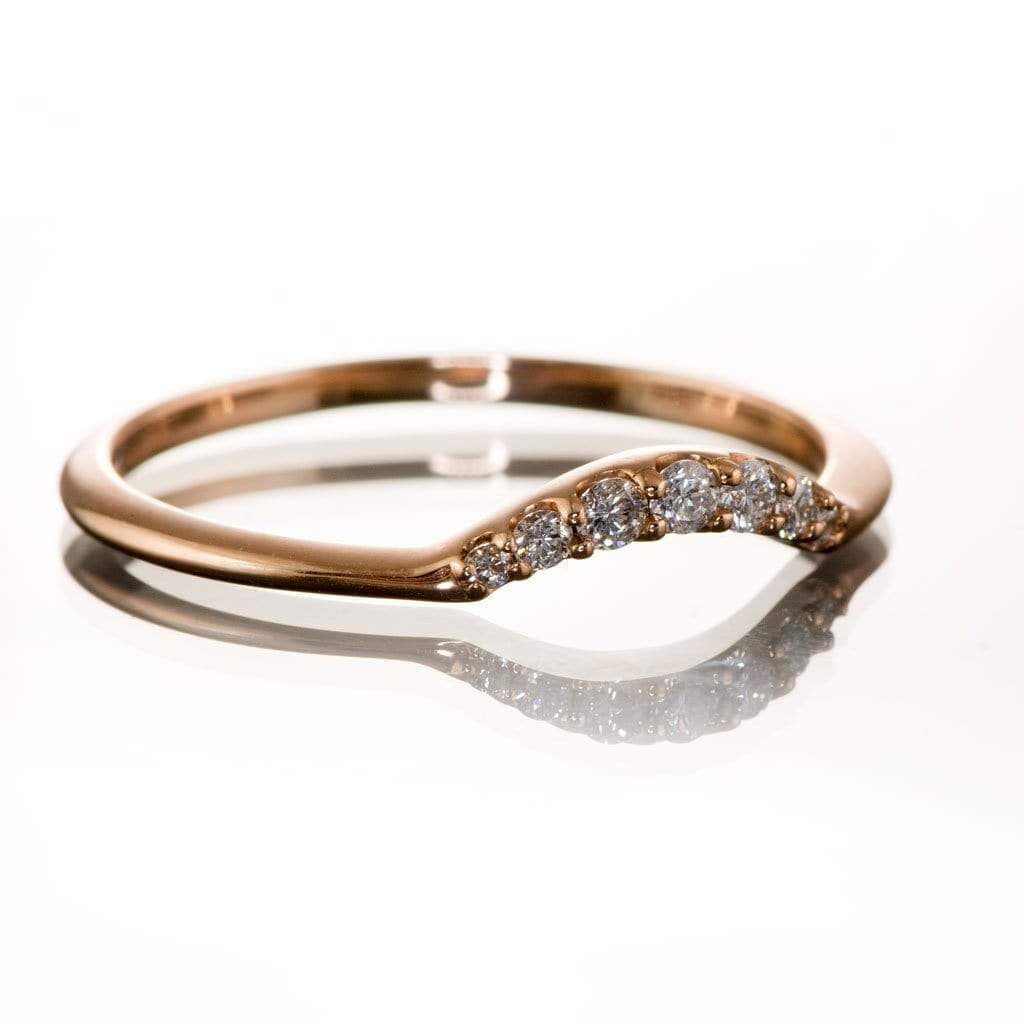 Selene - Graduated Diamond, Moissanite or Sapphire Curved Contoured Stacking Wedding Ring Ring by Nodeform