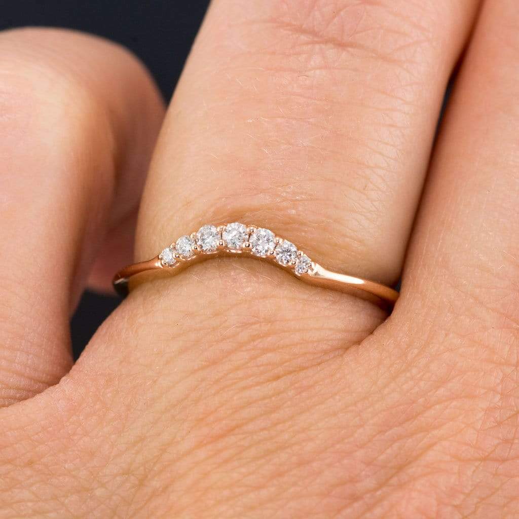 Selene - Graduated Diamond, Moissanite or Sapphire Curved Contoured Stacking Wedding Ring Ring by Nodeform