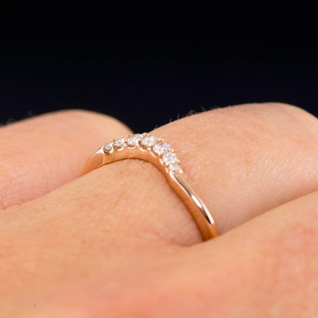 Selene - Graduated Diamond, Moissanite or Sapphire Curved Contoured Stacking Wedding Ring Ring by Nodeform