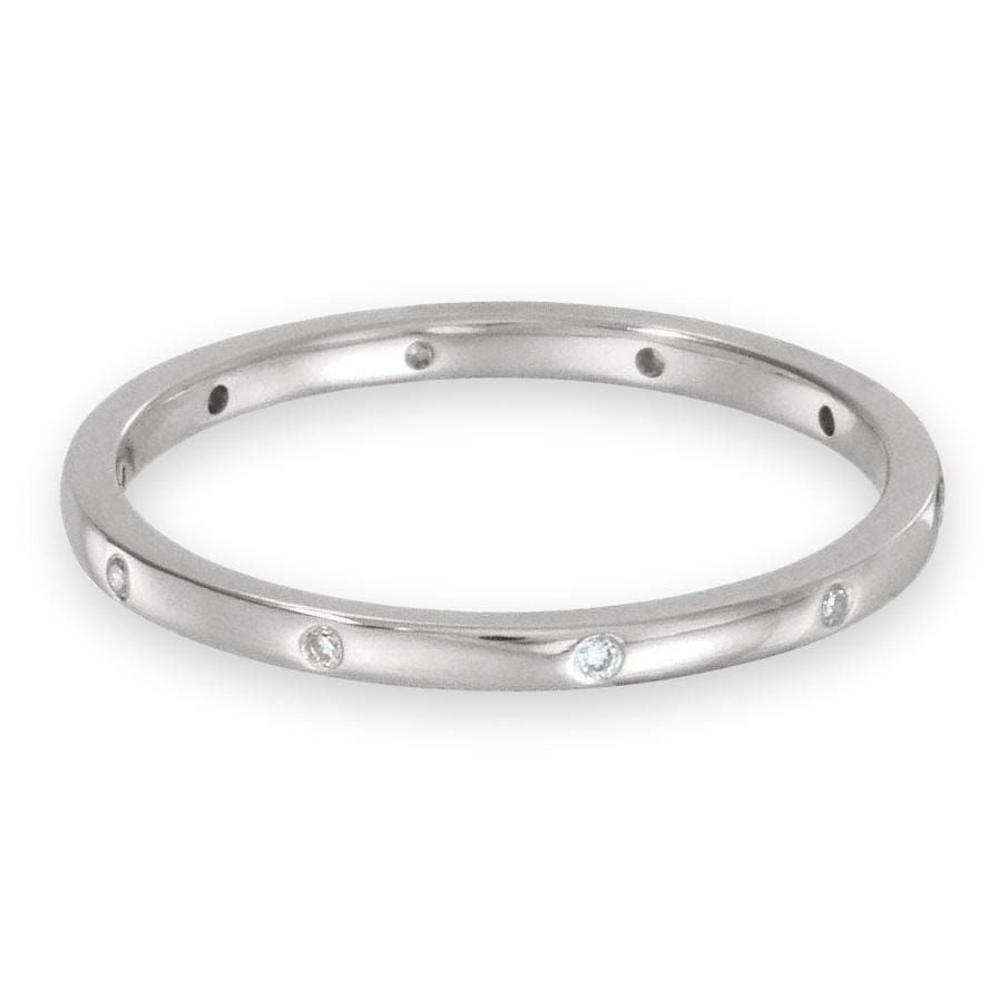 Skinny Thin Eternity Wedding Band With Flush Set Moissanites Ring by Nodeform