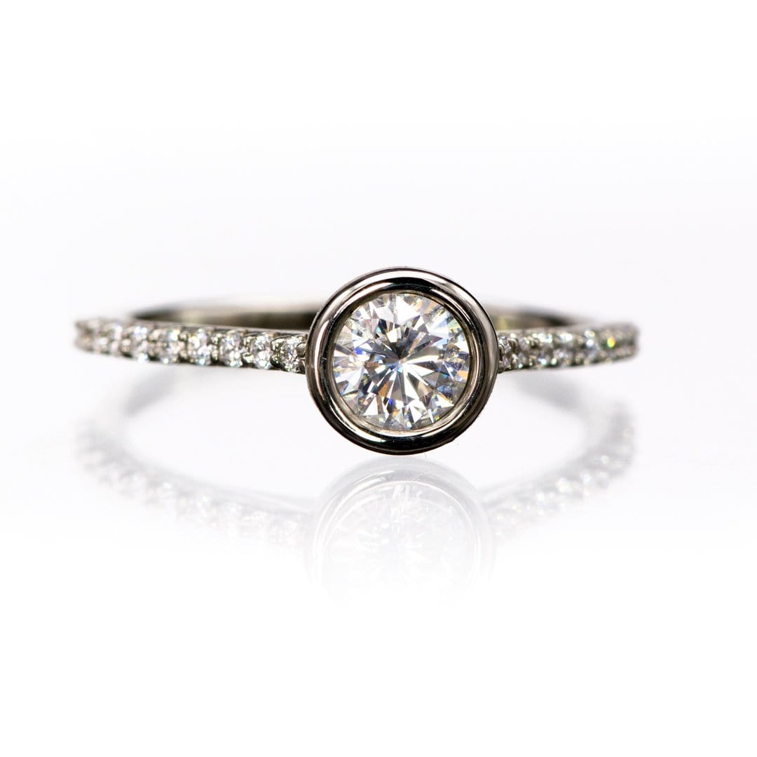 Sonia - Bezel Set Engagement Ring with Accented Cathedral Shank - Setting only Ring Setting by Nodeform