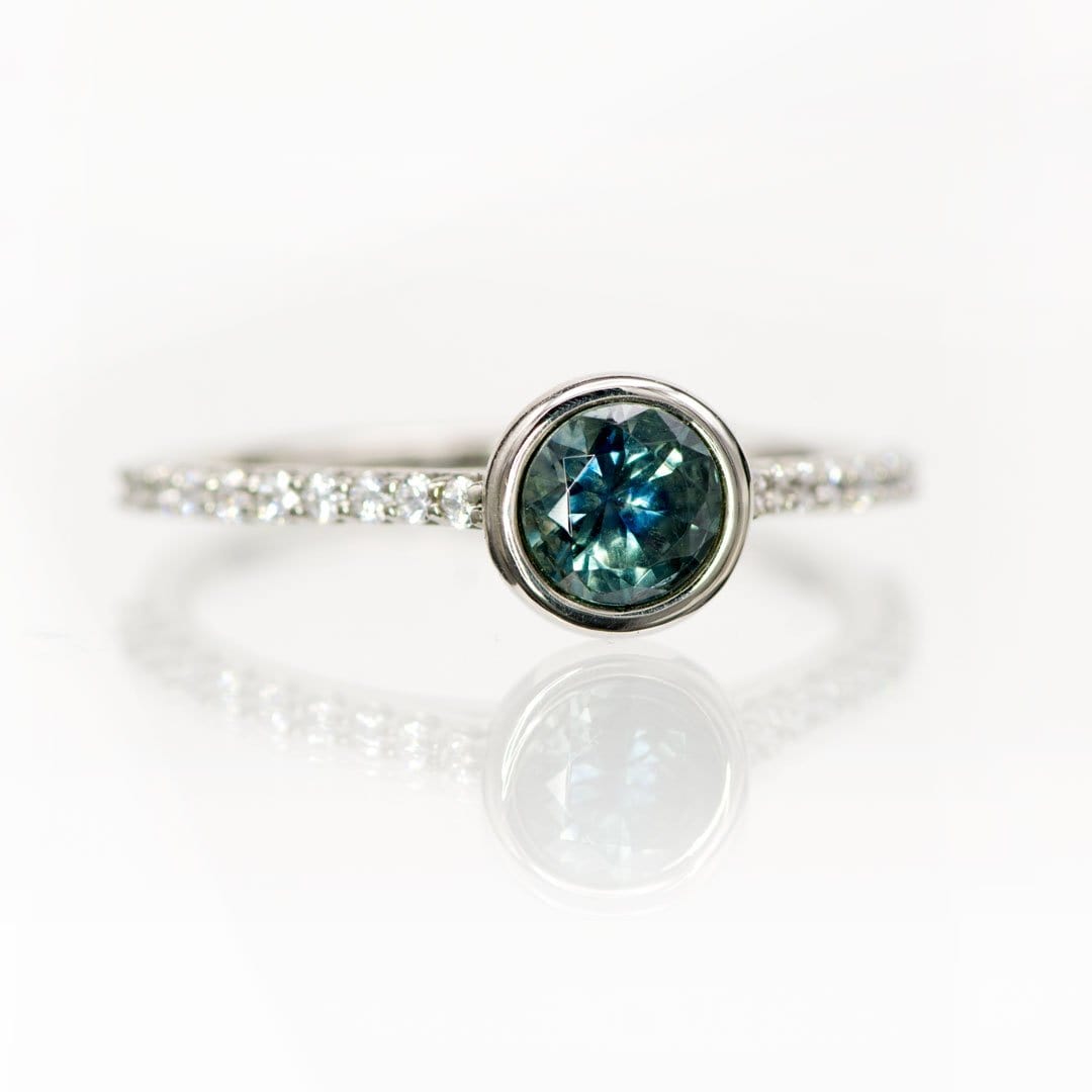 Sonia - Bezel Set Engagement Ring with Accented Cathedral Shank - Setting only Ring Setting by Nodeform