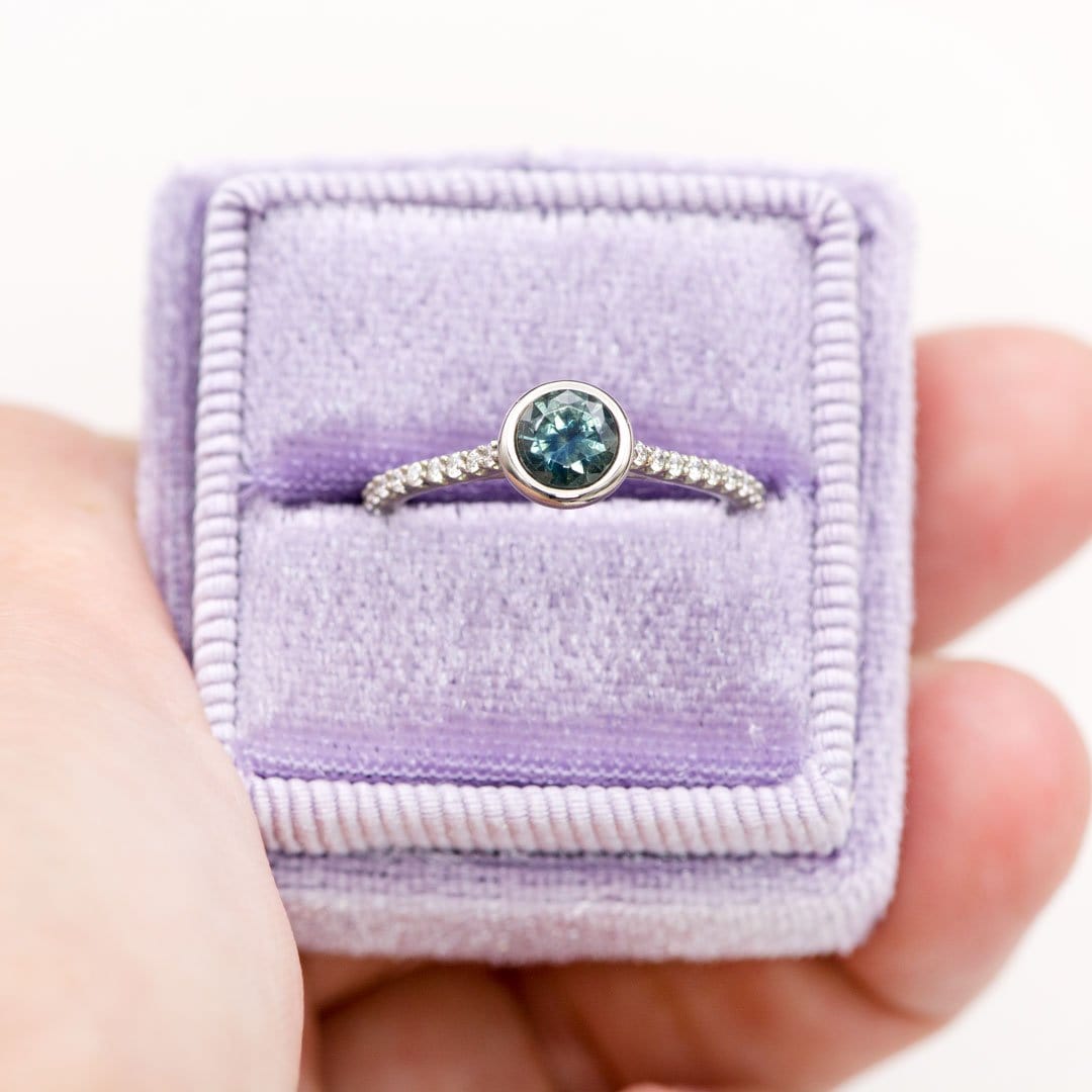Sonia - Bezel Set Engagement Ring with Accented Cathedral Shank - Setting only Ring Setting by Nodeform